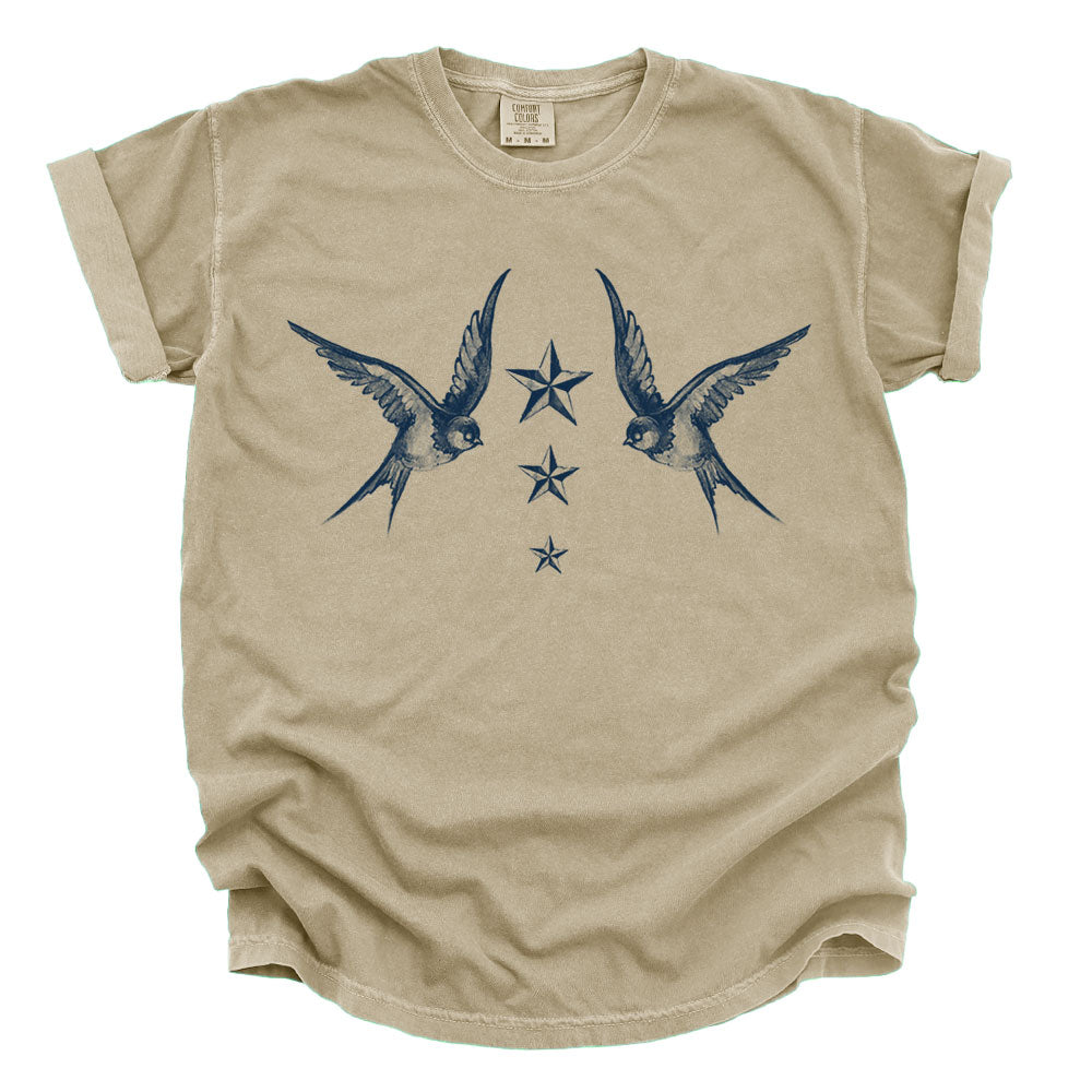 Navy Swallow Birds: A Tribute to Vintage Naval Tattoos Heavyweight Tee