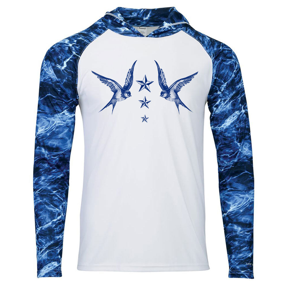 Navy Swallow Birds Performance Hoodie