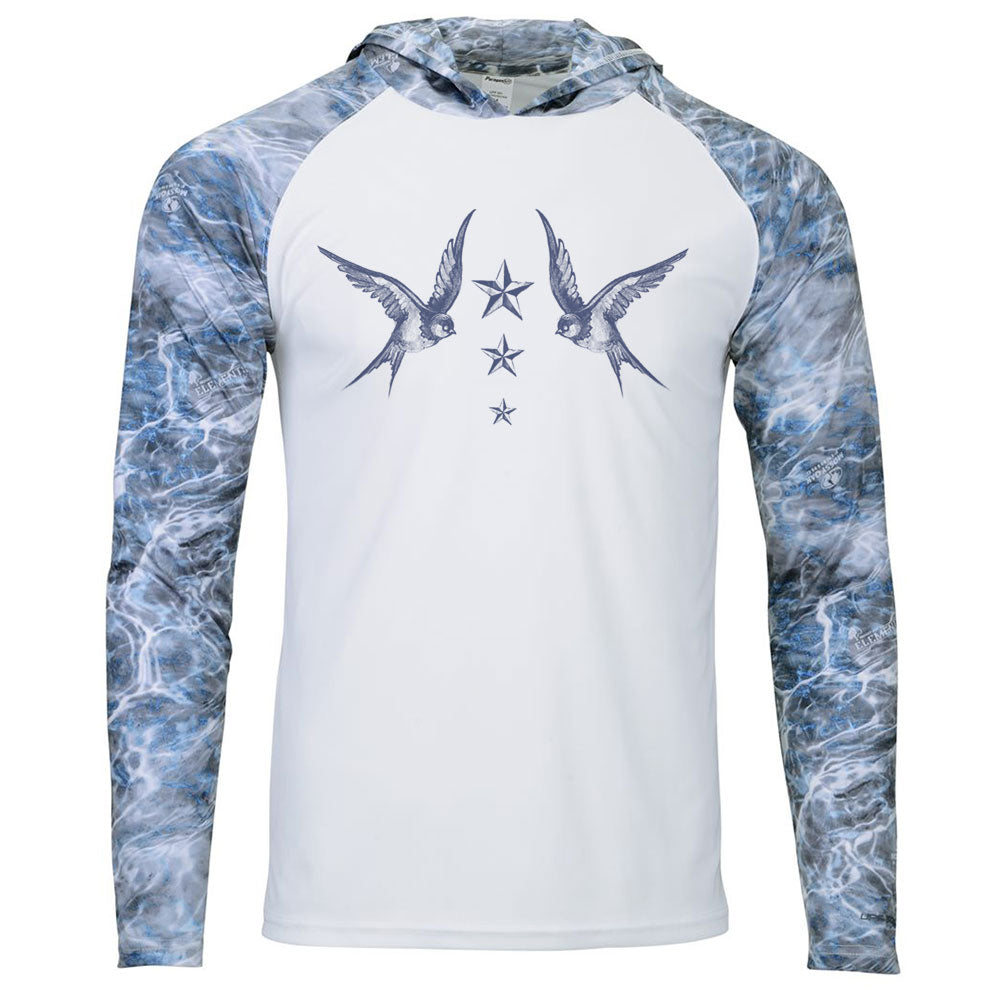 Navy Swallow Birds Performance Hoodie