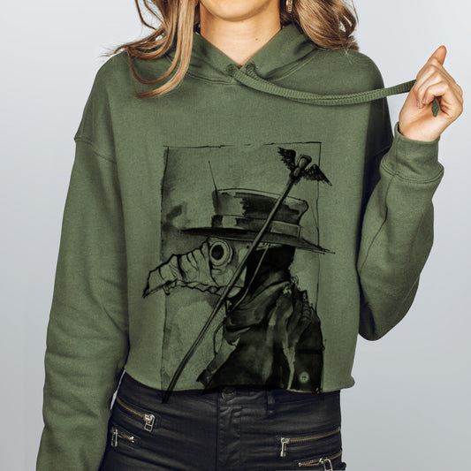 Plague Doctor: Beaked Healer  Women's Crop Hoodie