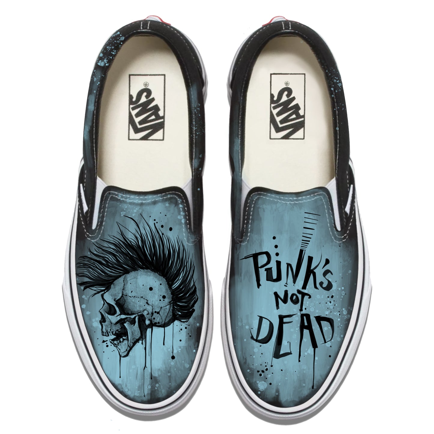 Punk's Not Dead Vans Slip ons