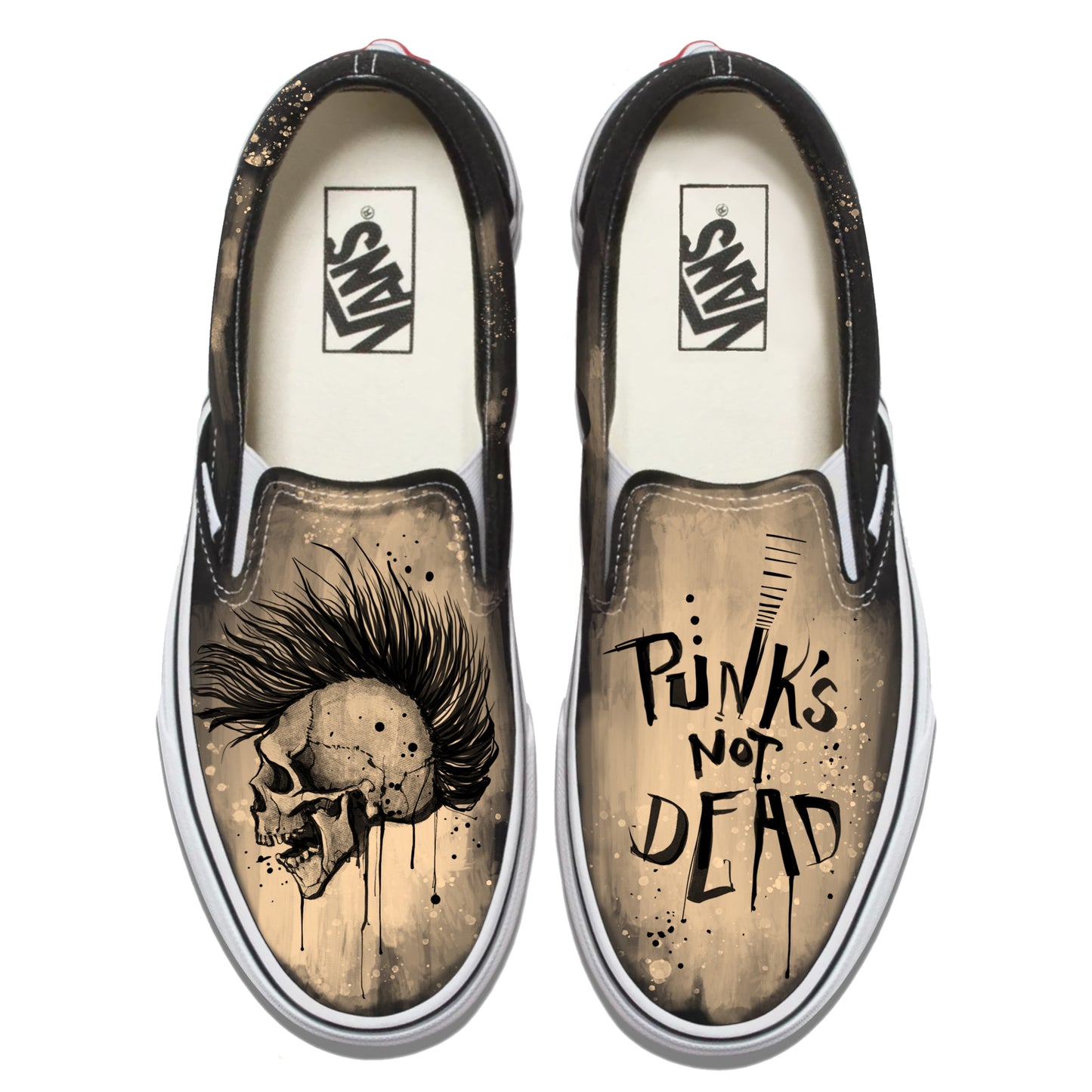 Punk's Not Dead Vans Slip ons