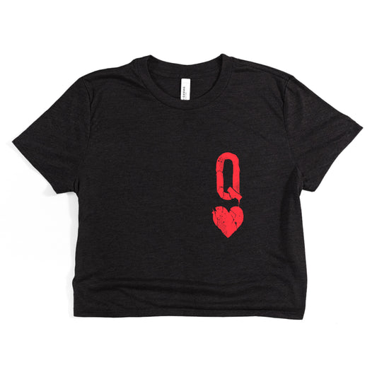 Queen of Hearts Distressed: Reign of Caos Crop Tee