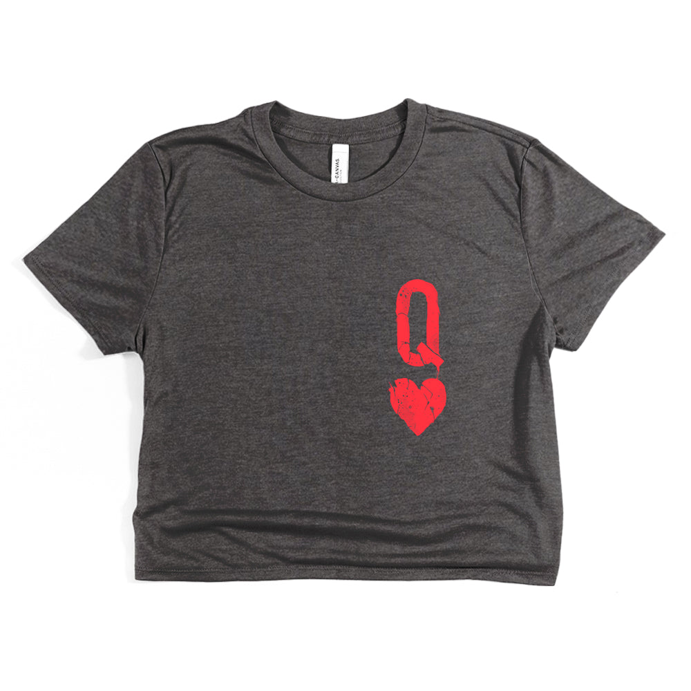 Queen of Hearts Distressed: Reign of Caos Crop Tee