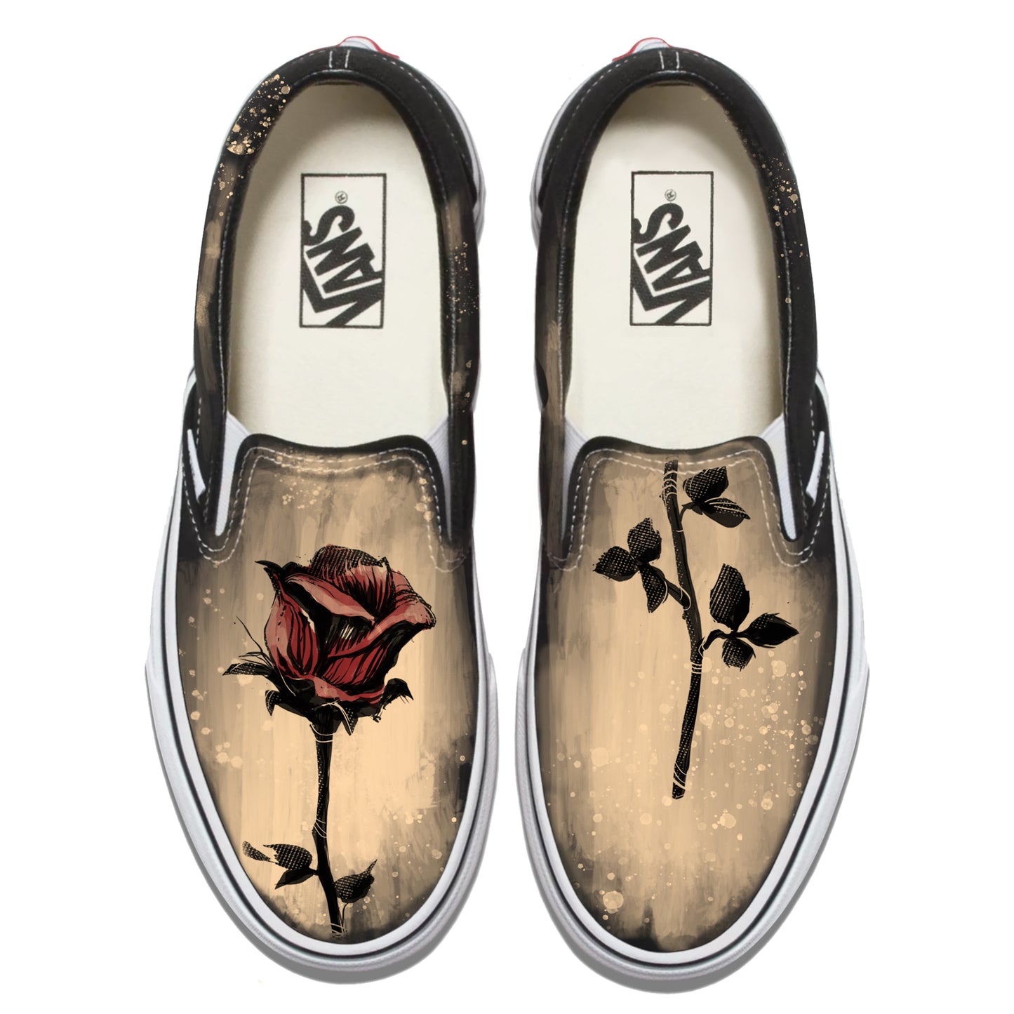 Single Rose Vans Slip ons