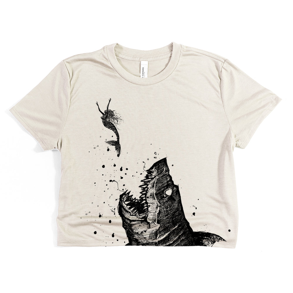 Mermaid & the Shark: Friends and Foes of the Sea Crop Tee