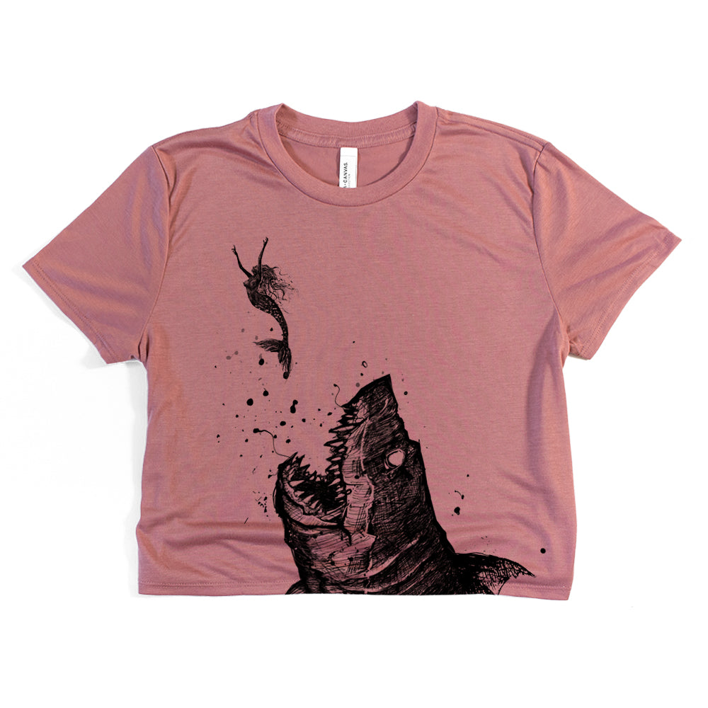 Mermaid & the Shark: Friends and Foes of the Sea Crop Tee