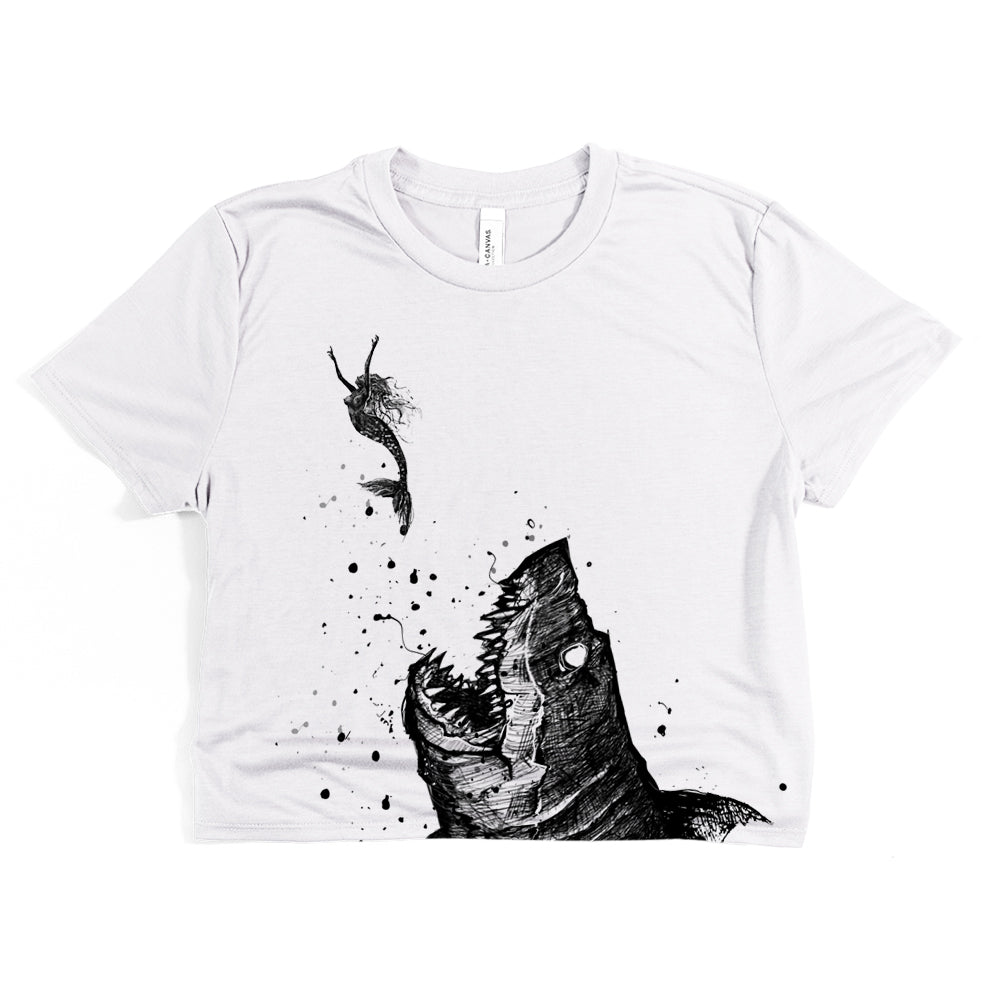 Mermaid & the Shark: Friends and Foes of the Sea Crop Tee