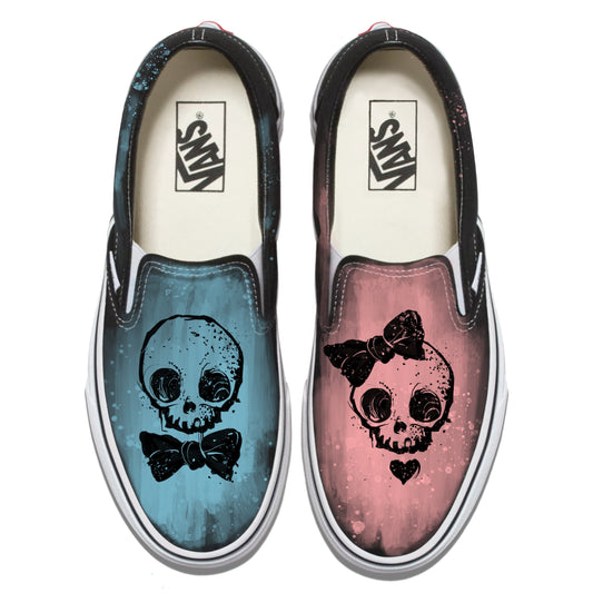 Skull Couple Vans Slip ons