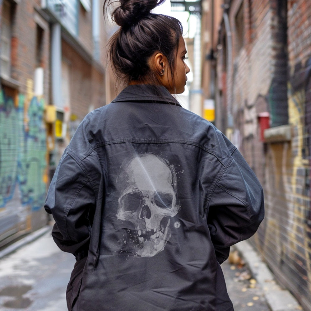 White Skull: Gritty Elegance Maverick Jacket