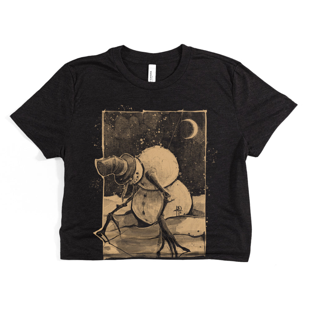 Nocturnal Snowman Crop Tee