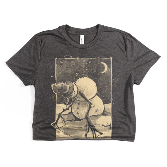 Nocturnal Snowman Crop Tee