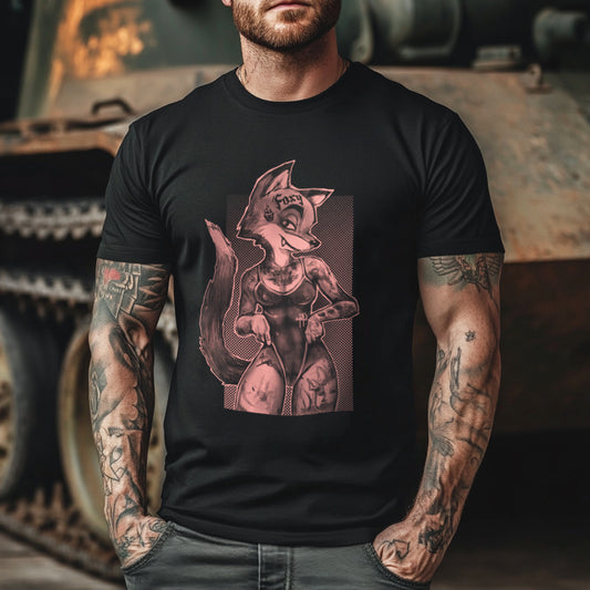 Tattooed Foxy: Victorian Fox Elegance T-Shirt