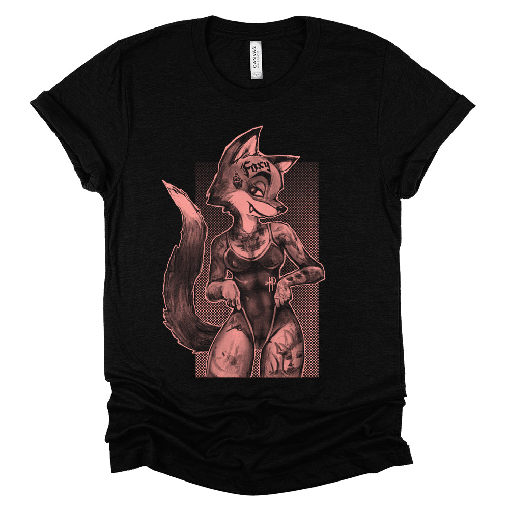Tattooed Foxy: Victorian Fox Elegance T-Shirt