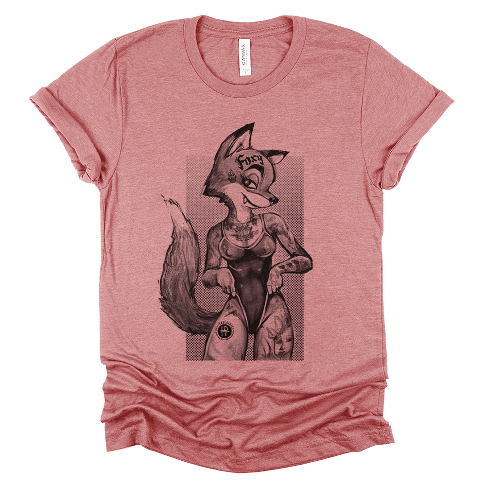Tattooed Foxy: Victorian Fox Elegance T-Shirt