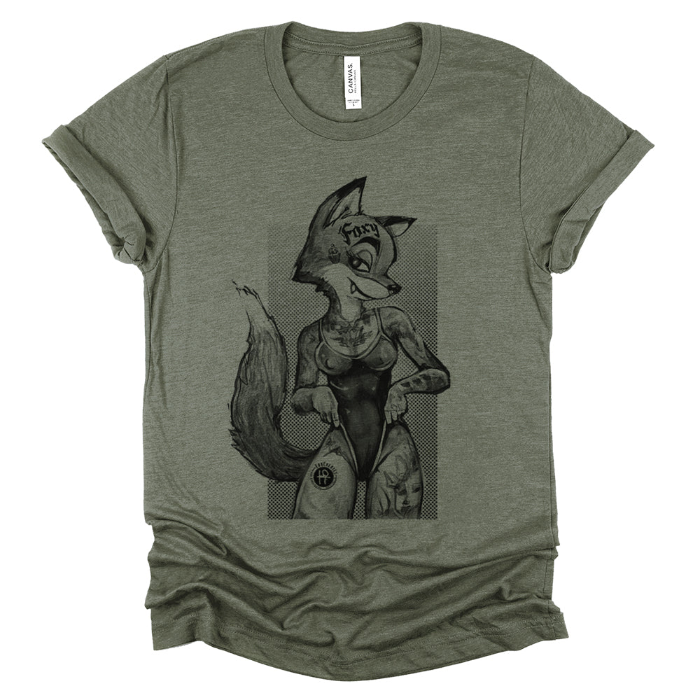 Tattooed Foxy: Victorian Fox Elegance T-Shirt