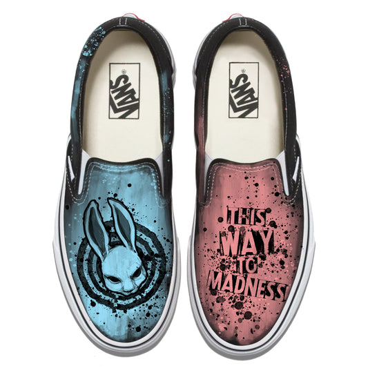 This Way to Madness Vans Slip ons