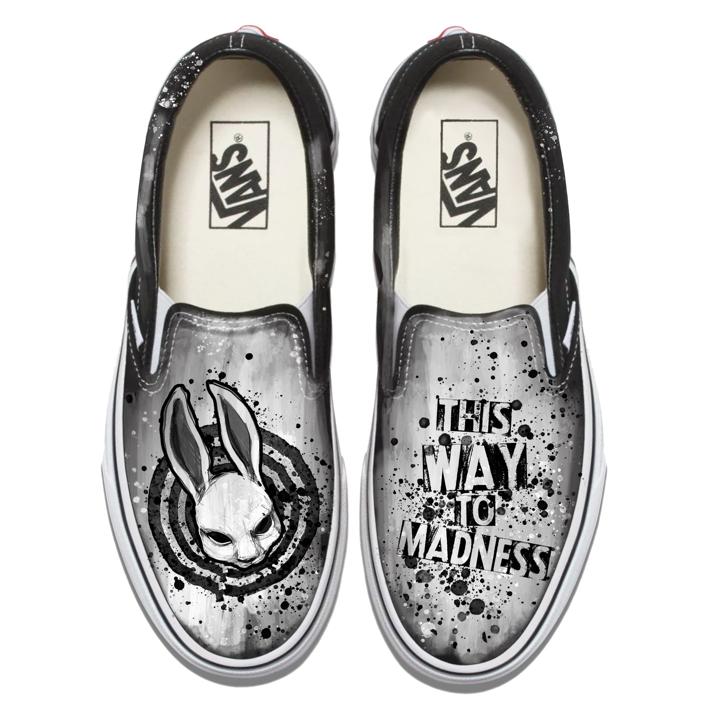 This Way to Madness Vans Slip ons