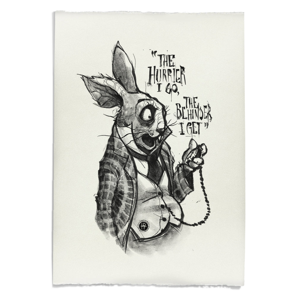 White Rabbit Quote: Timeless Paranoia Art Print