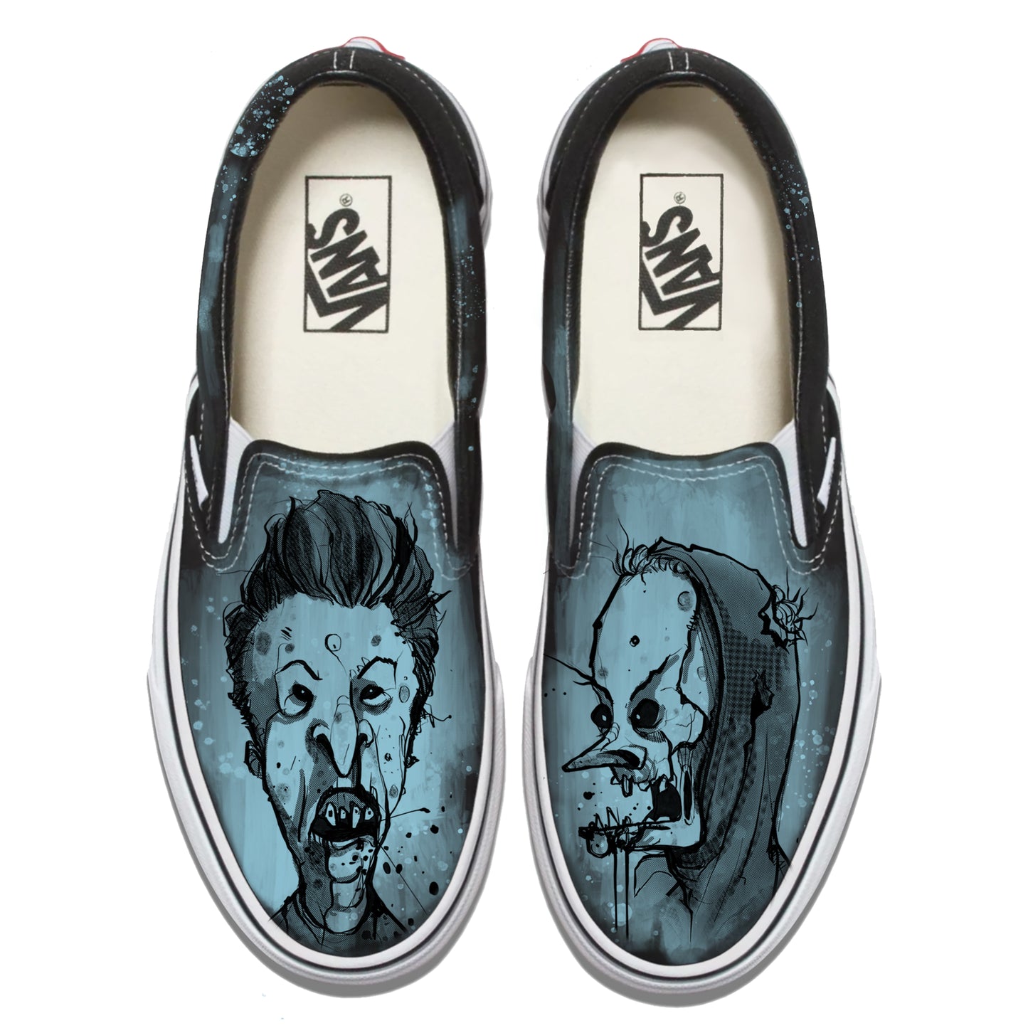 Zombie Beavis and But-Head Vans Slip ons