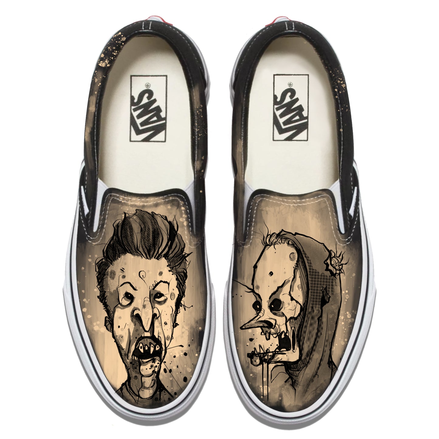 Zombie Beavis and But-Head Vans Slip ons