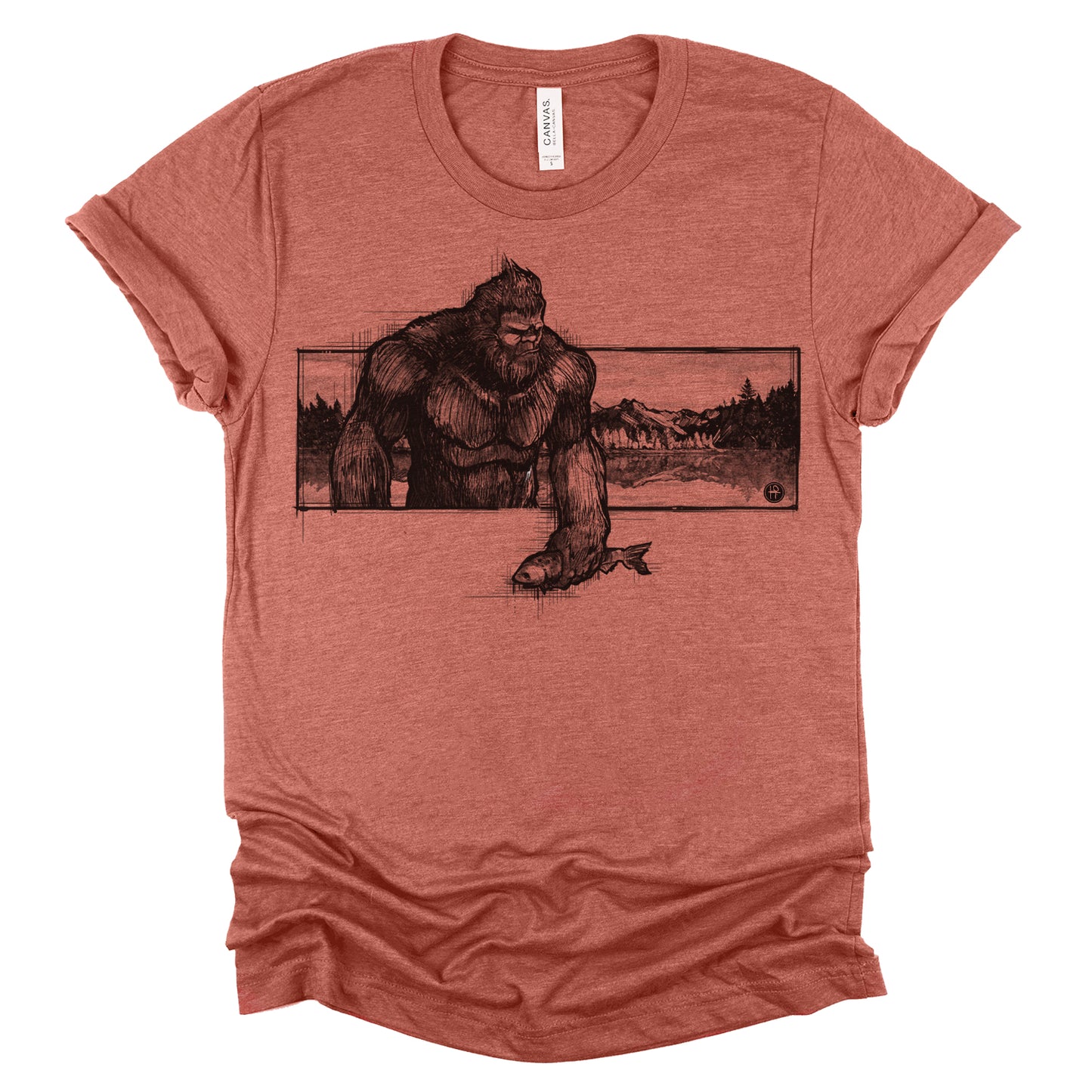 Bigfoot with Fish: Wyoming Wilderness T-Shirt