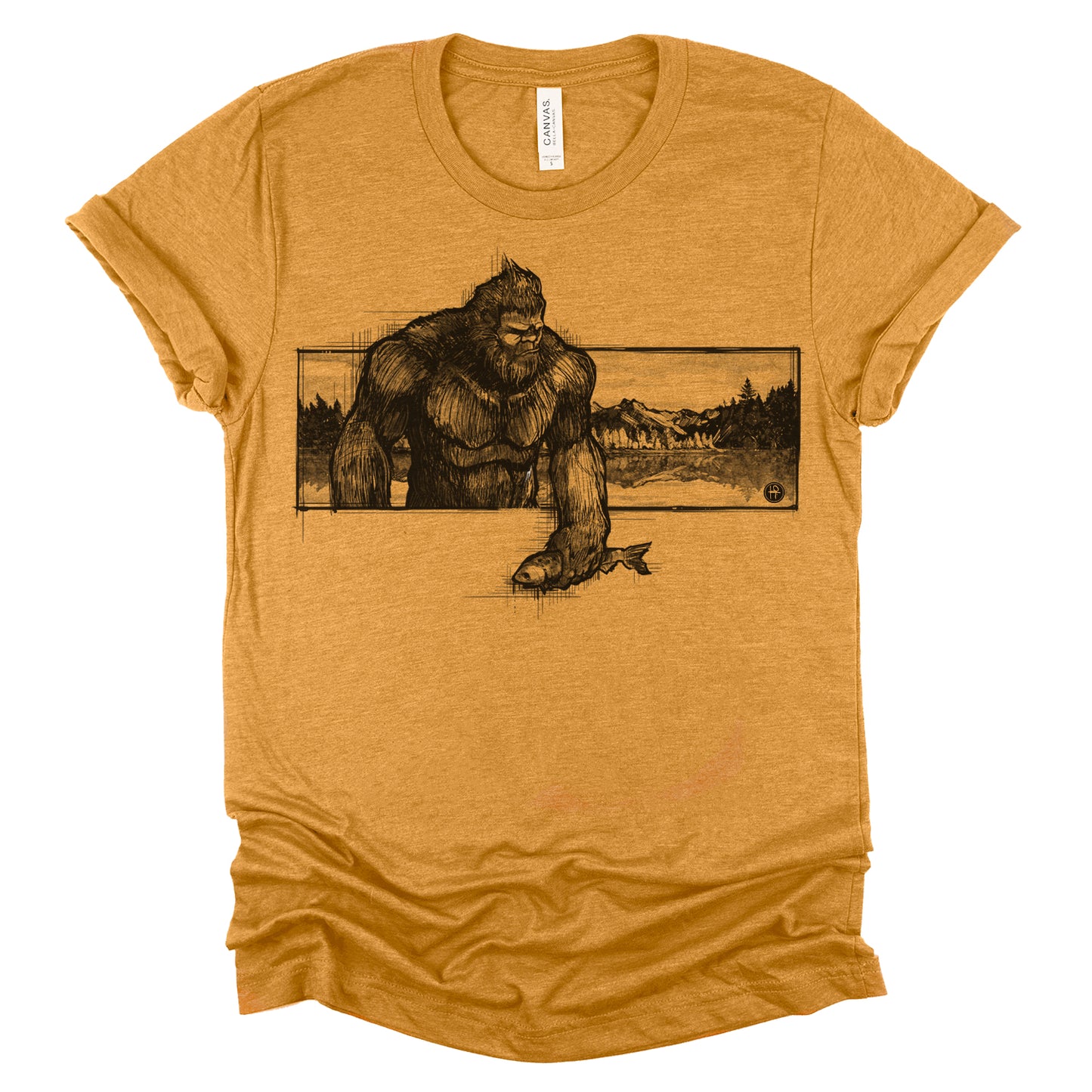 Bigfoot with Fish: Wyoming Wilderness T-Shirt