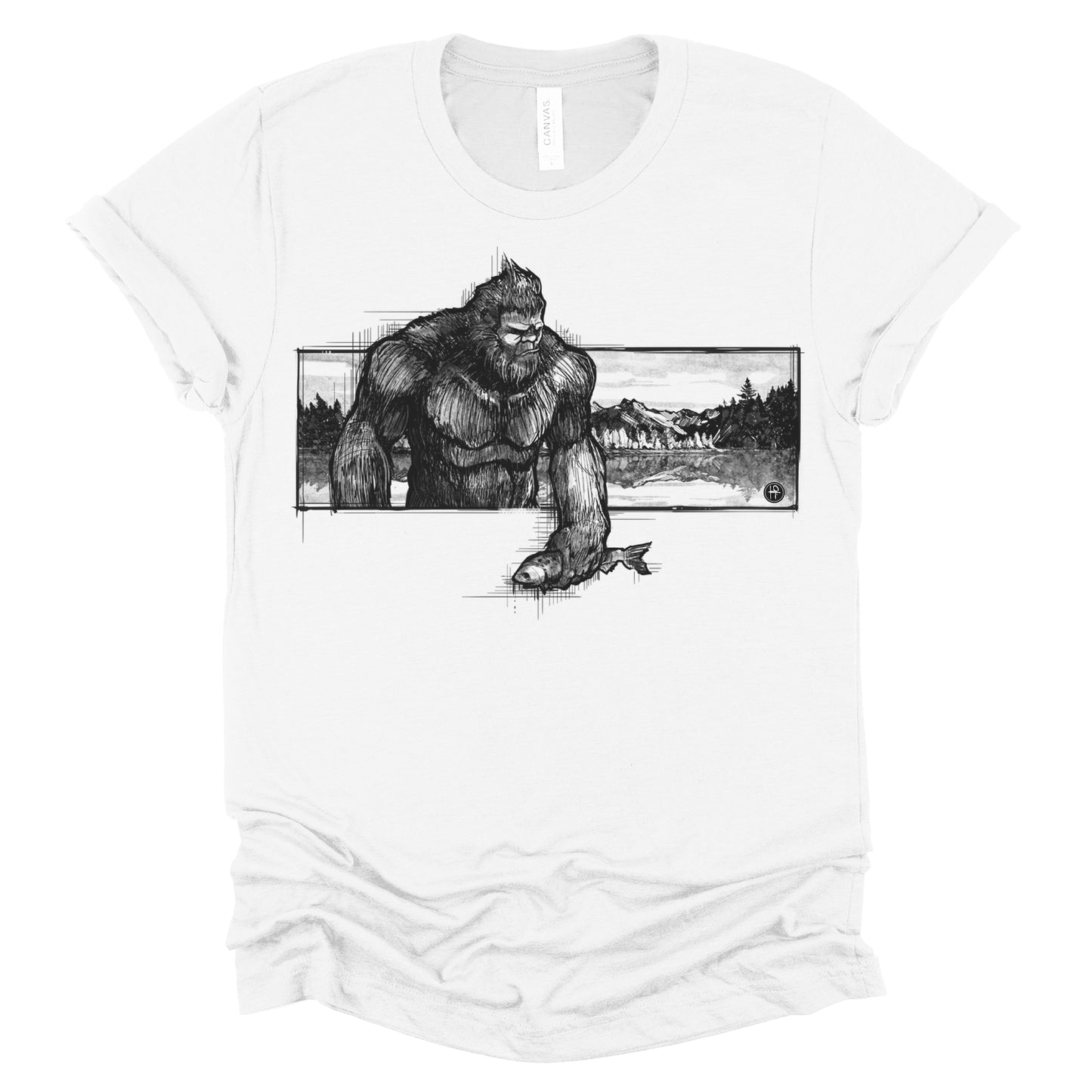 Bigfoot with Fish: Wyoming Wilderness T-Shirt