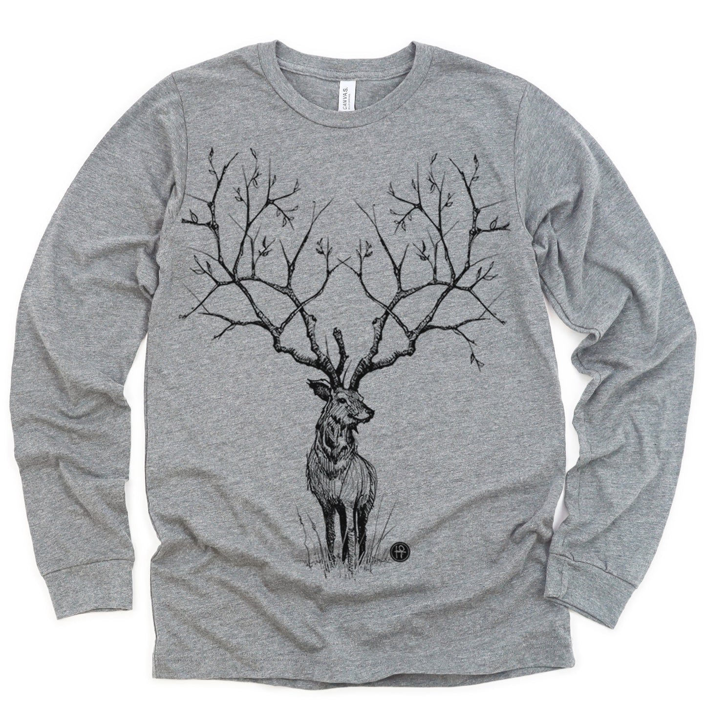 Enchanted Deer Long Sleeve T-Shirt: Majestic Tranquility