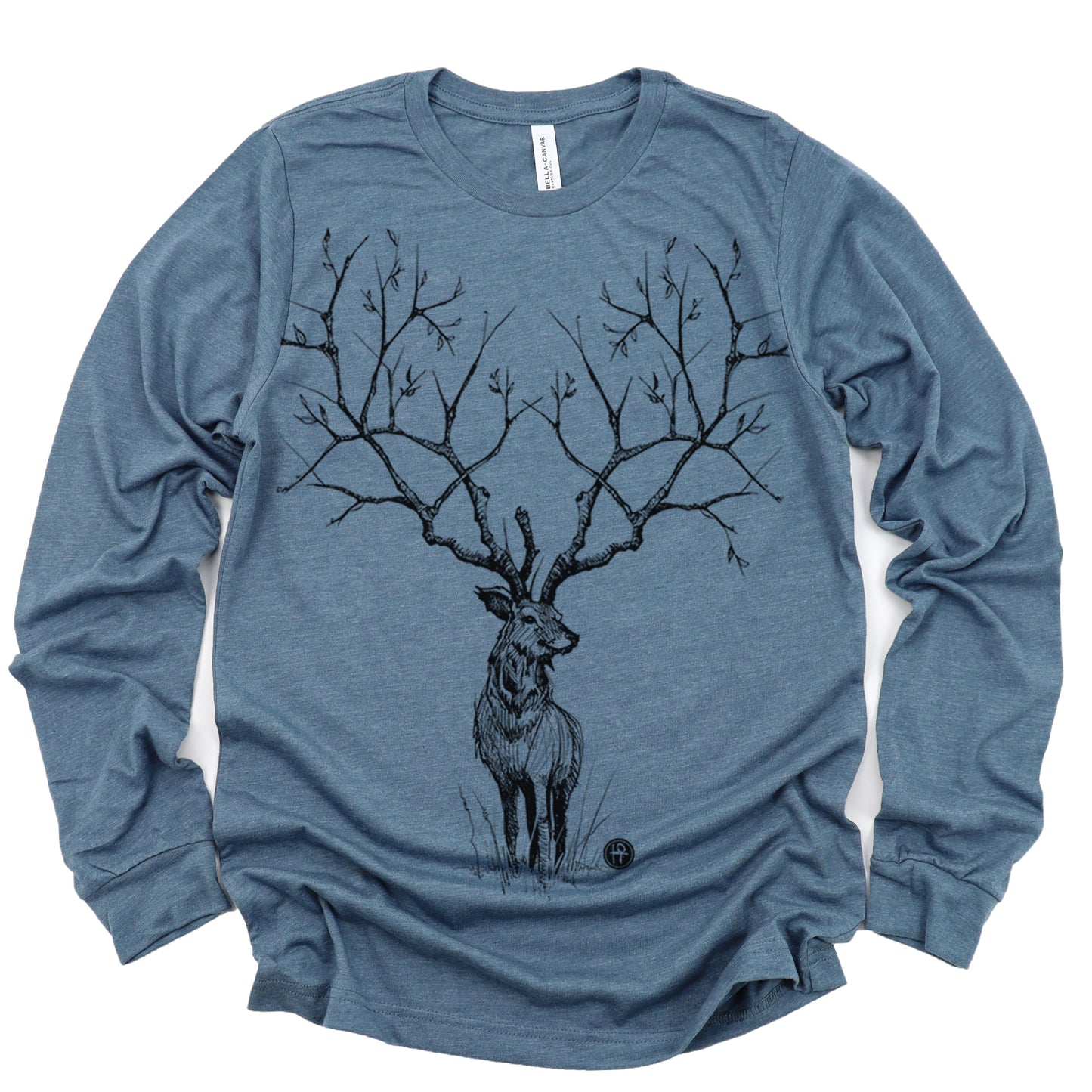 Enchanted Deer Long Sleeve T-Shirt: Majestic Tranquility