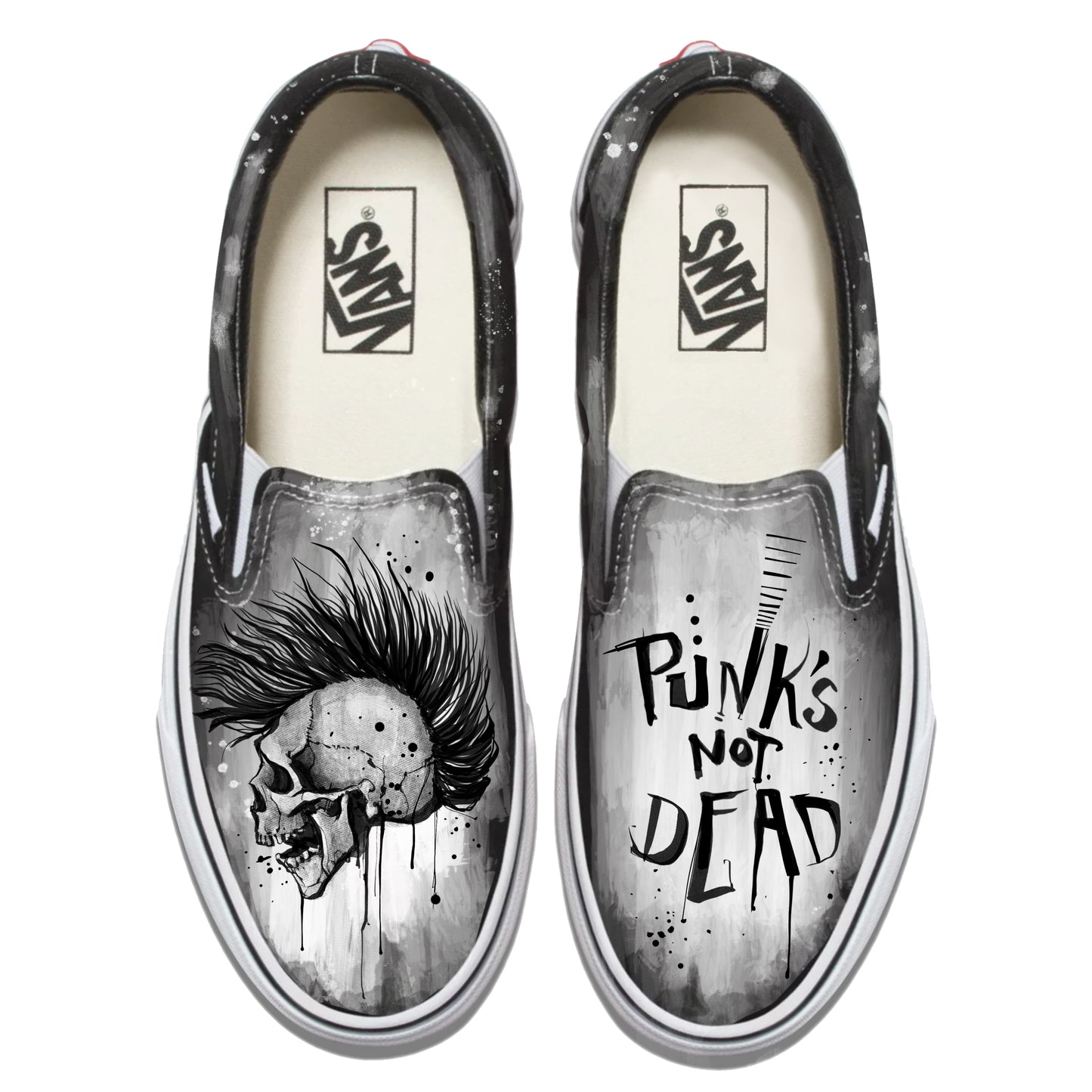 Punk's Not Dead Vans Slip ons