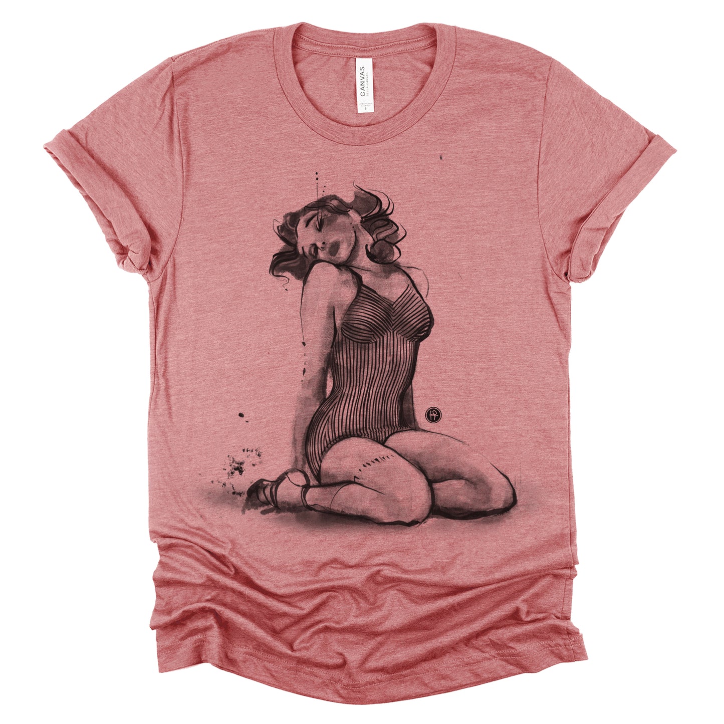 Striped Swimsuit Pin-Up: Retro Grit and Glamour T-Shirt