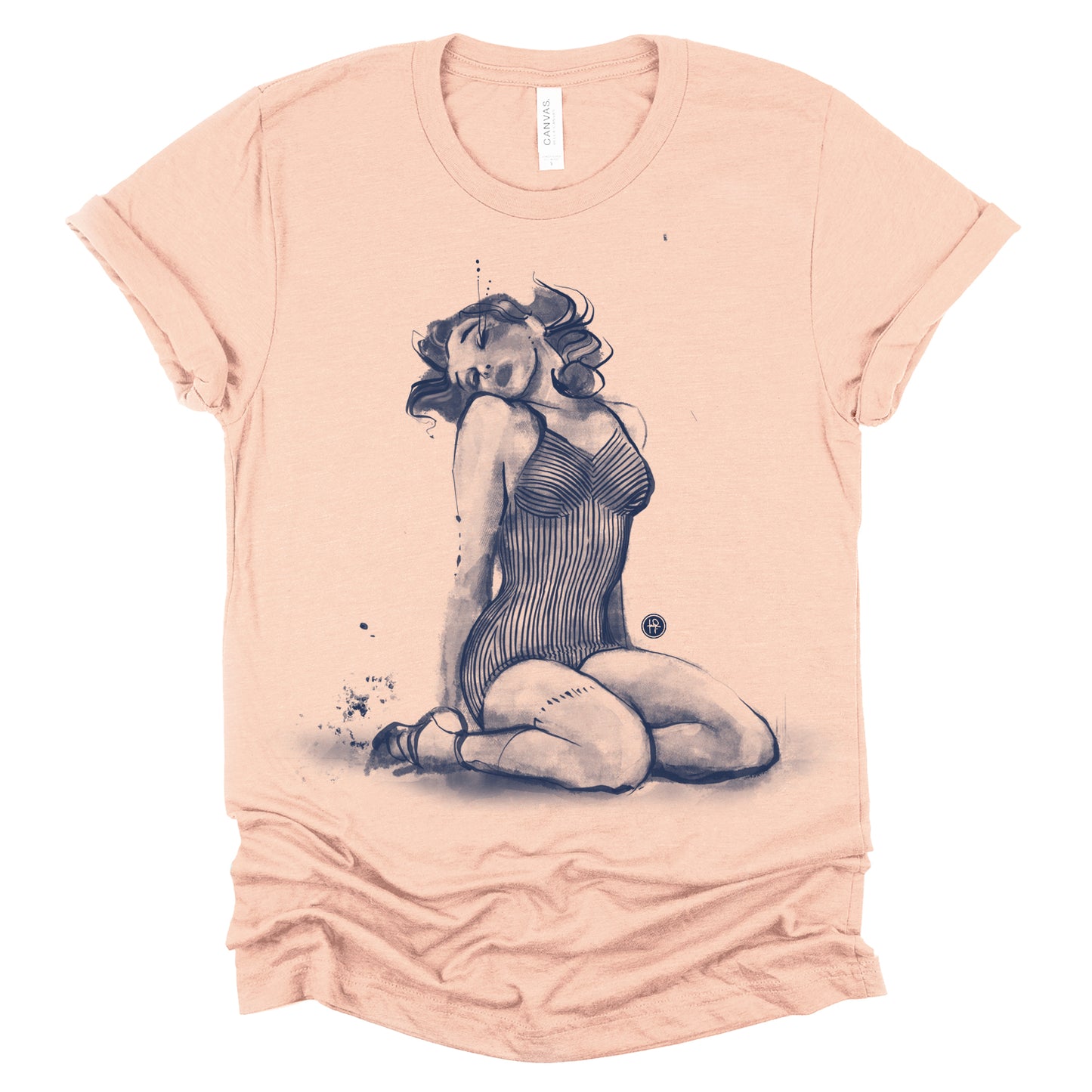 Striped Swimsuit Pin-Up: Retro Grit and Glamour T-Shirt
