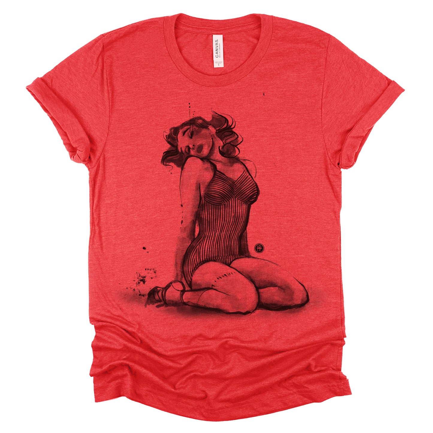 Striped Swimsuit Pin-Up: Retro Grit and Glamour T-Shirt