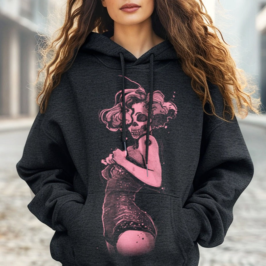 Marilyn Light Skull Pin up Unconventional Elegance Hoodie