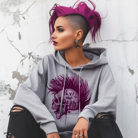 Punk's Not Dead: Skull & Mohawk Rebellion Hoodie