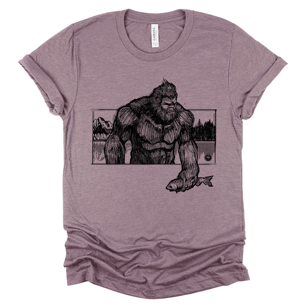 Bigfoot with Fish: Wyoming Wilderness T-Shirt