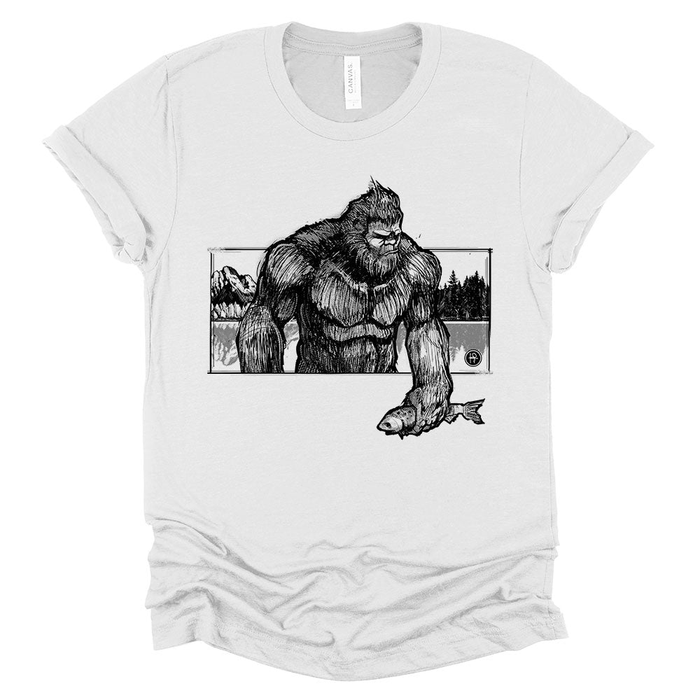 Bigfoot with Fish: Wyoming Wilderness T-Shirt
