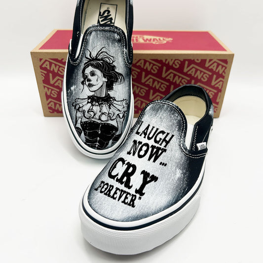 Burlesque: Eerie Goth Beauty Vans Slip ons