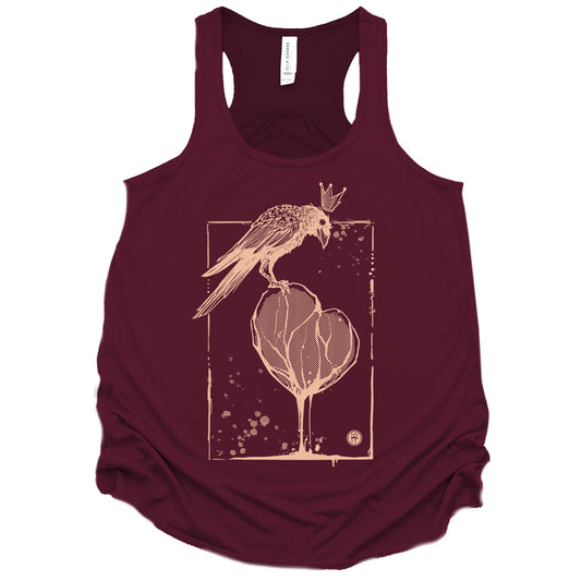 Crow with Heart: A Gritty Tribute to Love Tank Top