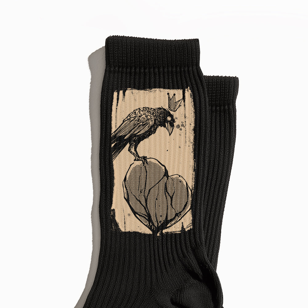 Crow with Heart Crew Socks