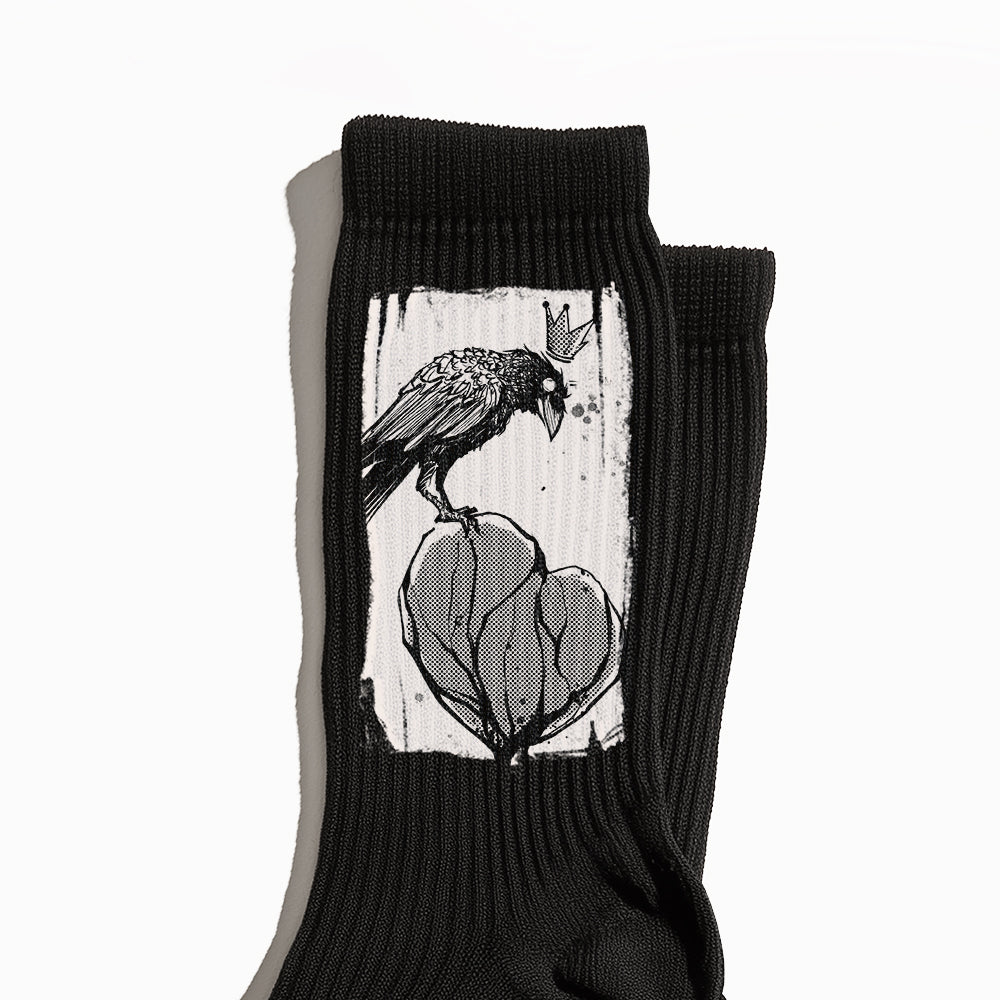 Crow with Heart Crew Socks
