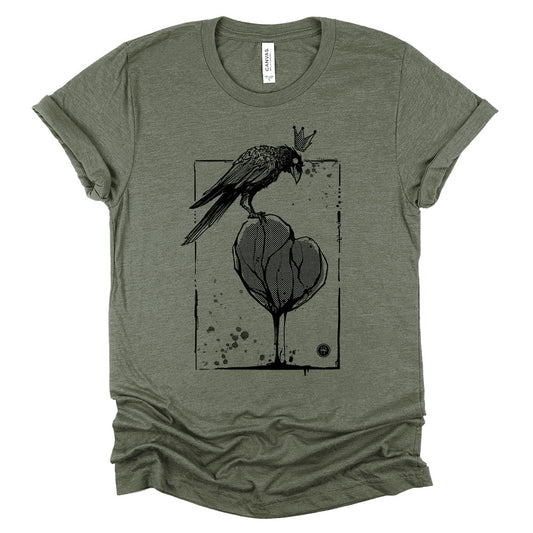 Crow with Heart: A Gritty Tribute to Love T-Shirt