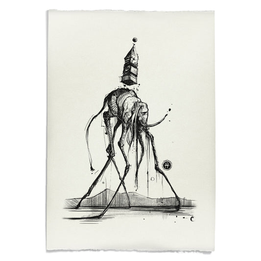 Dali's Elephant: Surreal Elegance Art Print