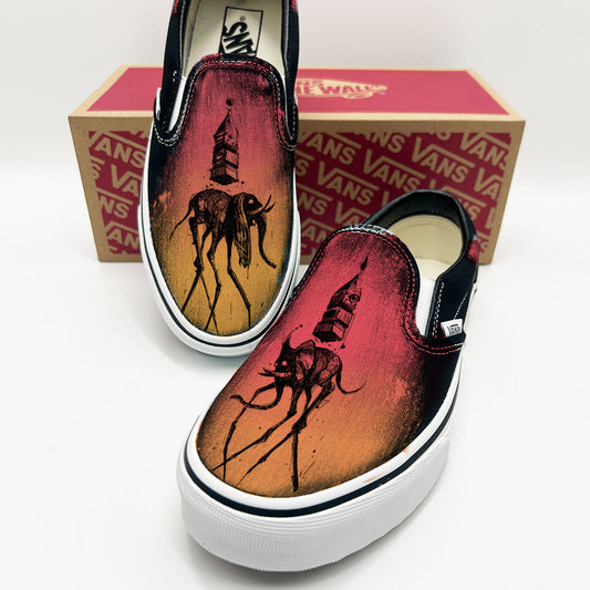 Dali's Eerie Elephants Cool Vans Slip-Ons