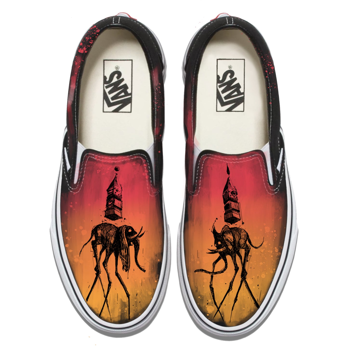 Dali's Eerie Elephants Cool Vans Slip-Ons