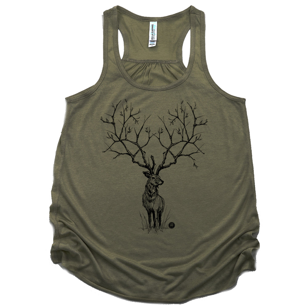 Deer Pattern Tank Enchanted Deer: Majestic Tranquility Tank Top – FabCreates