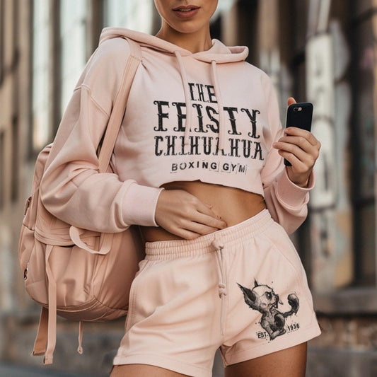 Feisty Chihuahua Boxing Gym Crop Hoodie Outfit