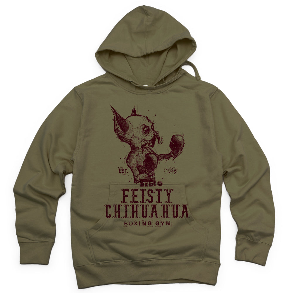 Feisty Chihuahua Boxing Gym: Punchy Pooch Attitude Hoodie