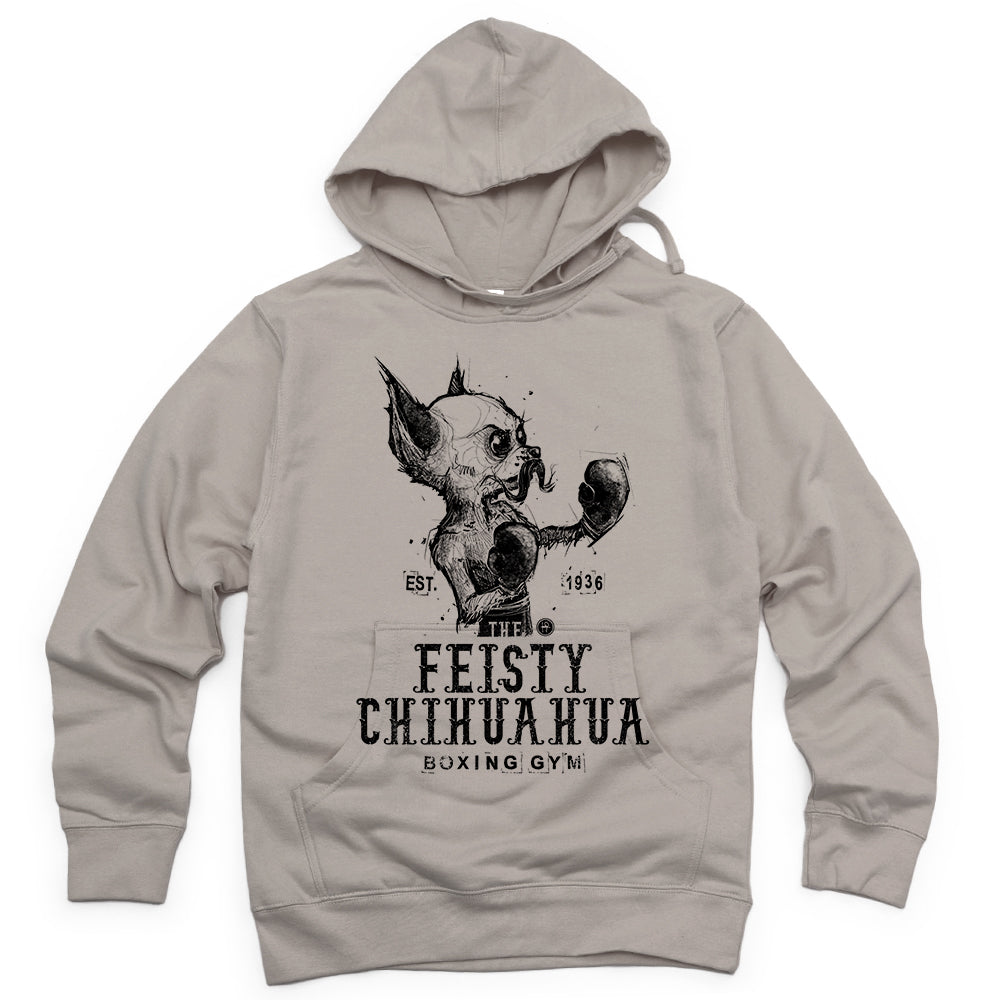 Feisty Chihuahua Boxing Gym: Punchy Pooch Attitude Hoodie